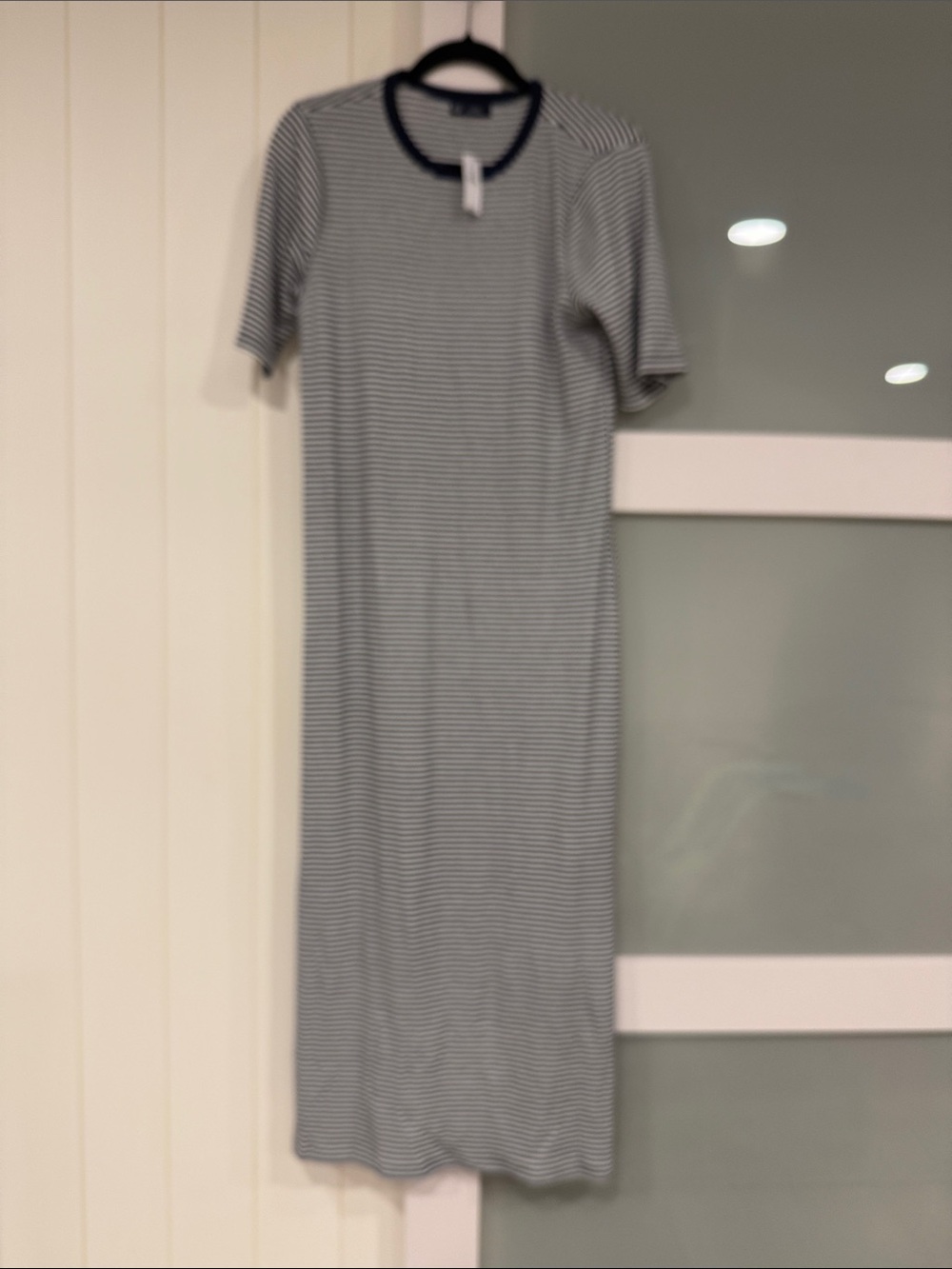 GAP Navy and White Striped Midi T-Shirt Dress